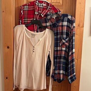 3 LUCKY BRAND Plaid and Henley Shirt Set